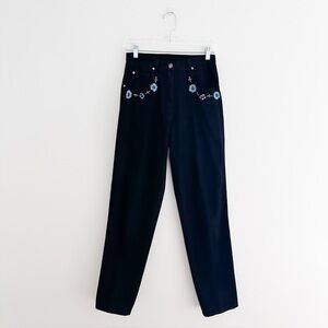 Vintage Carole Little Beaded Southwestern High Rise Black Pants